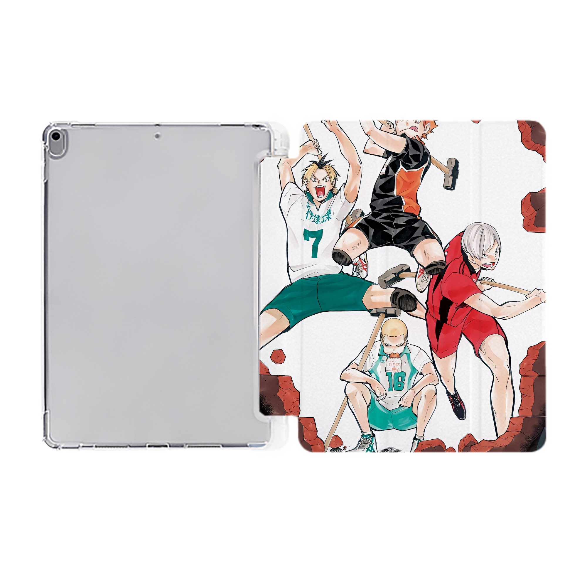 （画像用） ハイキュー!! Haikyu!! IPad ケース ペン収納付き 三つ折りスタンド PUレザー×シリコン 対応機種9.5/10.5/10.9インチ